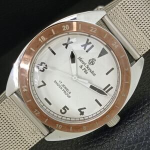 Vintage 1981 Henri Sandoz Manual Mens Silver Watch W/Mesh Strap